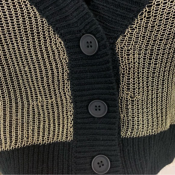 Superdown Loraine Black & Metallic Gold Oversized Cropped Cardigan - Picture 5 of 9